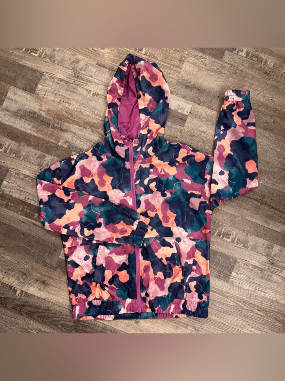 Reebok Women’s Small Colorful Hooded Windbreaker Jacket Lightweight